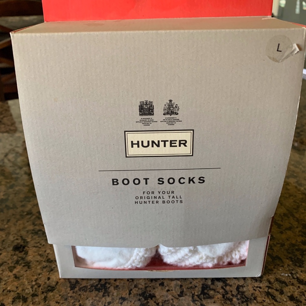 Hunter Tall Boot Socks Cardigan White Large